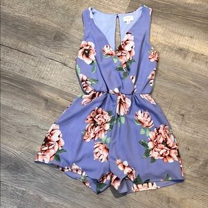 Women’s Floral‎ Romper - Blue and Pink
